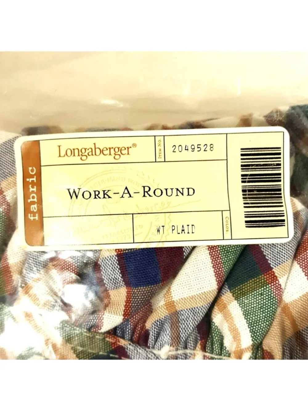 Longaberger Work Around Basket Liner #2049528 Woven Traditions Plaid Cotton New!